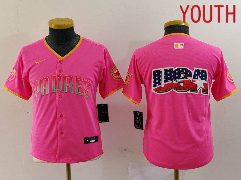 Youth San Diego Padres Blank Pink Joint Name 2024 Nike MLB Jersey style 6->youth mlb jersey->Youth Jersey
